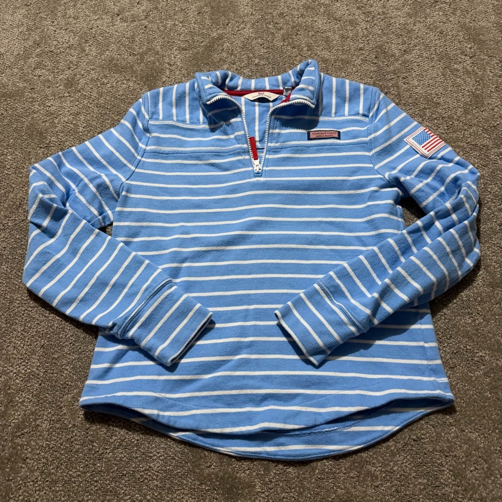Vineyard Vines 100% cotton quarter zip American flag XL (16) boating & more